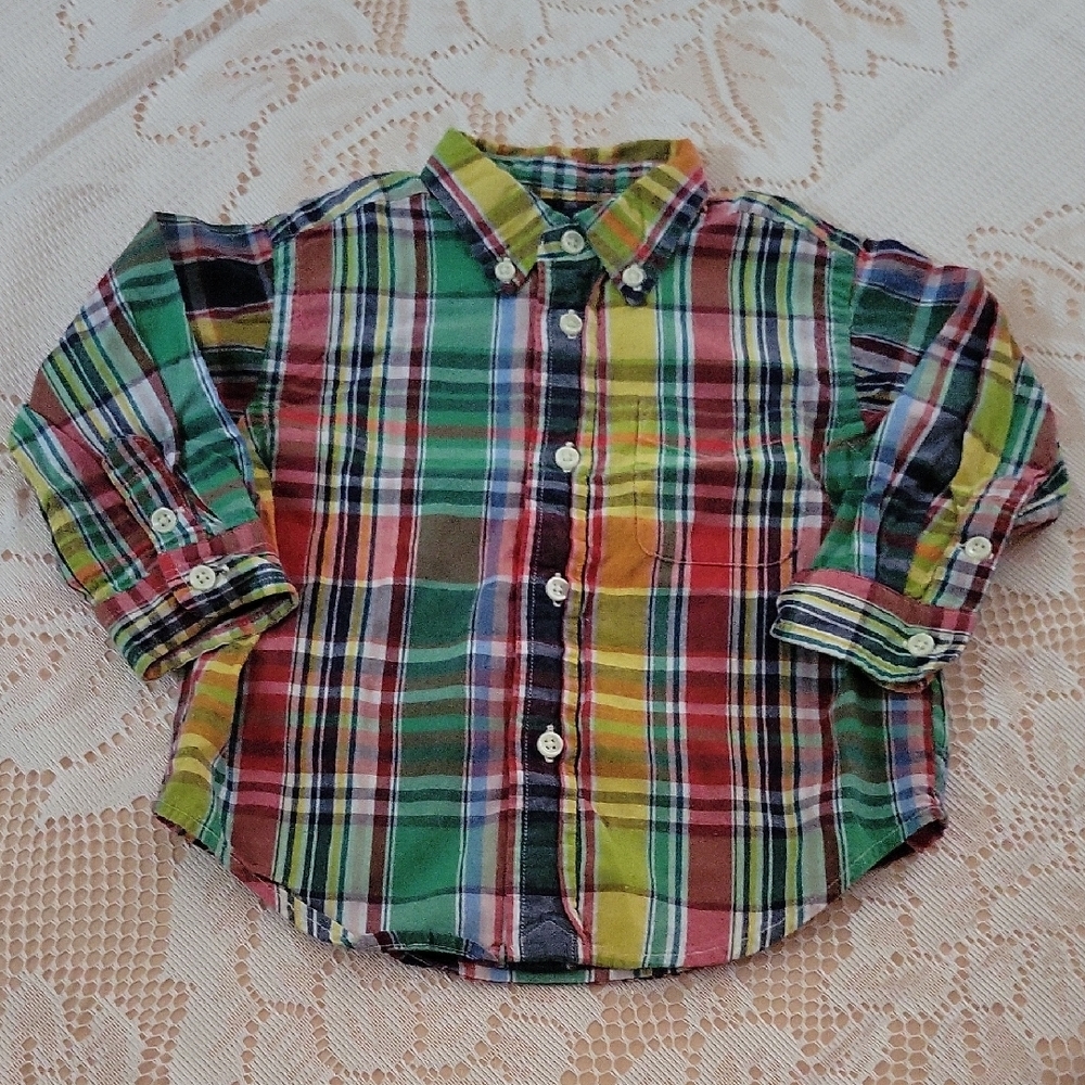 Ralph Lauren Kids Button Down Plaid Shirt - Red, Green, Blue, Yellow 12M